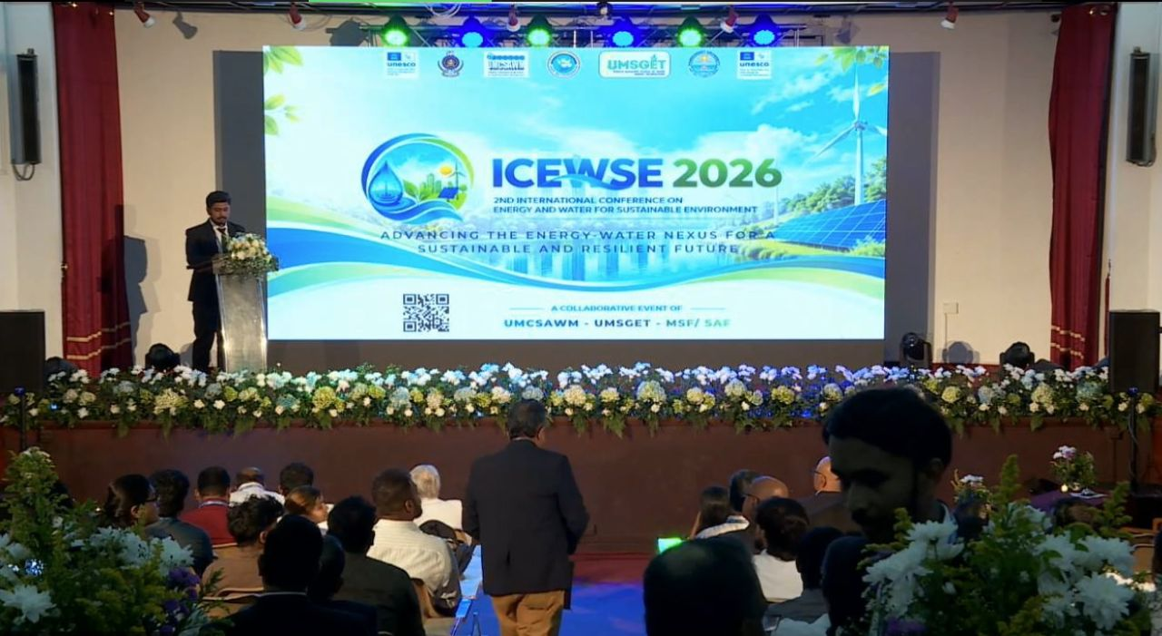 ICEWSE 2026 conference hall with the event banner on stage